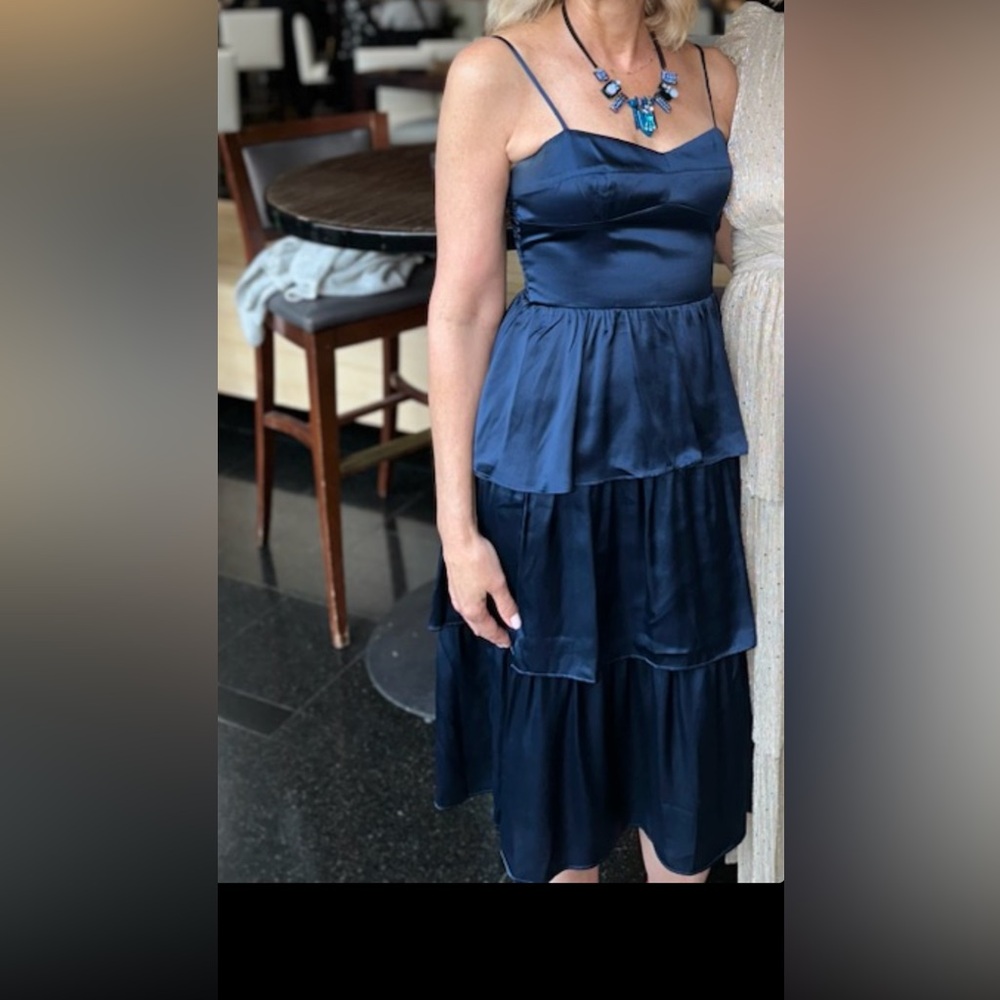 Amanda Uprichard Midnight Blue Tiered Strapless Dress